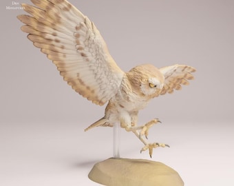 Burrowing Owl Flying - UNPAINTED 3D Resin Figure - Animal Den Miniatures