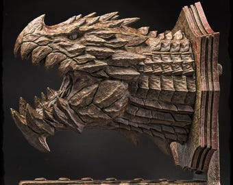 Alpine Drake (head trophy) - UNPAINTED 3D Resin Figure - Evox Arts