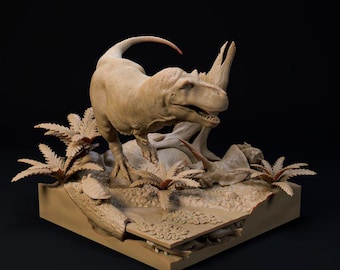 Hell Creek Tyrannosaurus diorama - UNPAINTED - Dino and Dog Miniatures