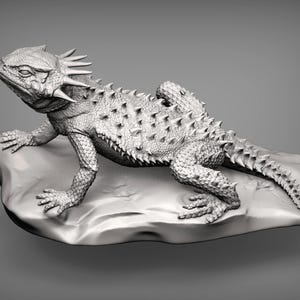 Flat-horned toad lizard - UNPAINTED 3D Resin Figure - Alexander3dart