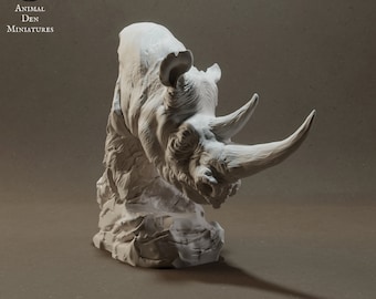 Black Rhino Bust - Animal Den Miniatures