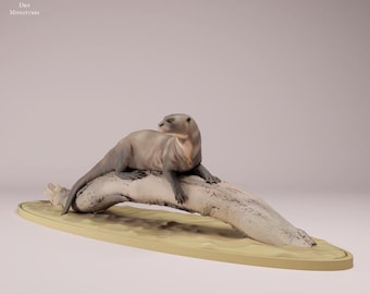 Nutria gigante en un árbol - Figura de resina 3D sin pintar - Miniaturas para guaridas de animales