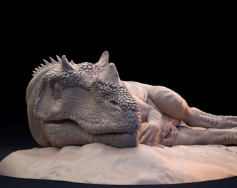 Ceratosaurus Sleeping  - Dino and Dog Miniatures