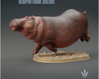 Hexaprotodon sivalensis: El hipopótamo prehistórico nadando - Impresión 3D en resina sin pintar - Museo de miniaturas