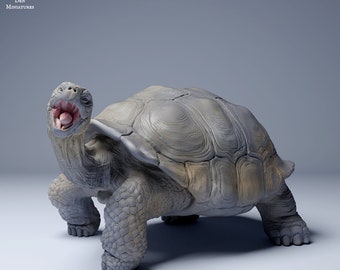 Galápagos Giant Tortoise Eating - UNPAINTED - Animal Den Miniatures