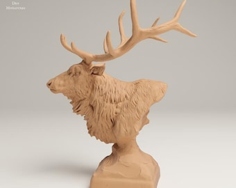 Rocky Mountain Elk Bust - 3D resin figure - Animal Den Miniatures