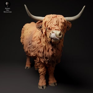 Highland Cow - UNPAINTED 3D Resin Figure - Animal Den Miniatures