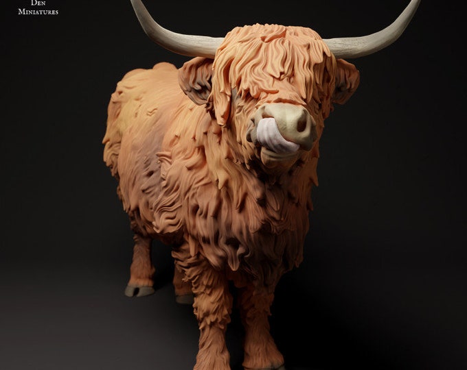 Featured listing image: Highland Cow - UNPAINTED - Animal Den Miniatures
