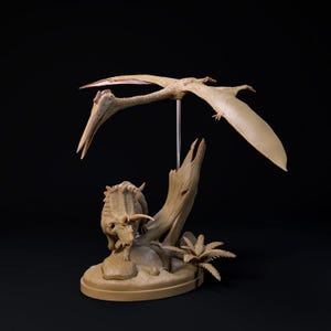 Quetzalcoatlus flying over - UNPAINTED 3D Resin Figures - Dino and Dog Miniatures
