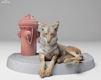 Coyote Lying - UNPAINTED - Animal Den Miniatures
