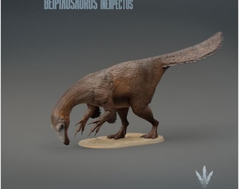 Beipiaosaurus inexpectus : Feeding - UNPAINTED 3D Figurine - Miniature Museum