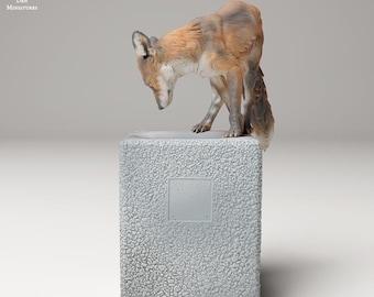 Red Fox on Trash - UNPAINTED - Animal Den Miniatures