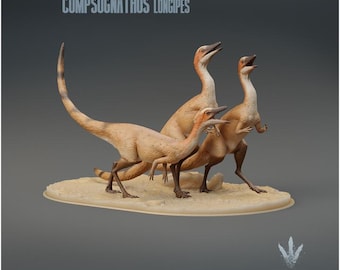 Compsognathus longipes : Hunting Pack - UNPAINTED  3D Resin Print - Miniature Museum