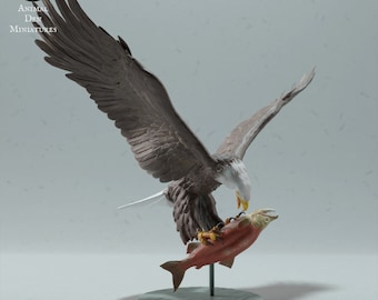 Bald Eagle Eating - UNPAINTED - Animal Den Miniatures