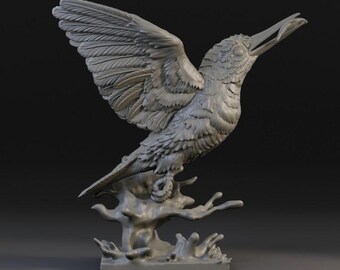 Kingfisher emerges with prey - UNPAINTED - Animals & Creatures Minis