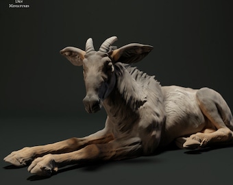 Sumatran Serow Lying Down - UNPAINTED - Animal Den Miniatures