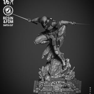 Deadpool 2024-sculptuur - ONGEVERFD FANART - Wicked 3D Models