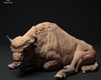 European Bison Cow Lying - UNPAINTED - Animal Den Miniatures