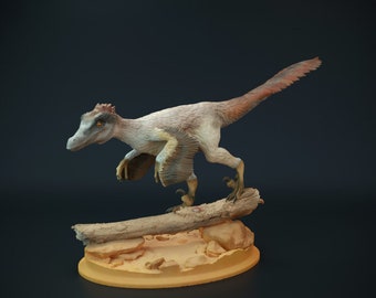 Velociraptor Mongolianensis on Tree - UNPAINTED - Dino and Dog Miniatures