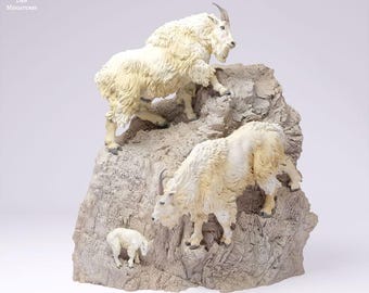 Rocky Mountain Goats Cliff - UNPAINTED - Animal Den Miniatures