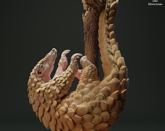 Sunda Pangolin Hanging - UNPAINTED - Animal Den Miniatures