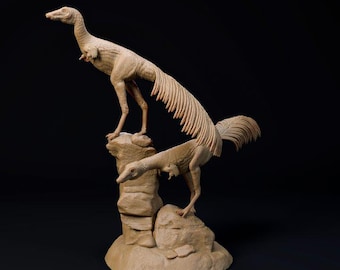 Mononykus pair - UNPAINTED 3D Resin Figure - Dino and Dog Miniatures