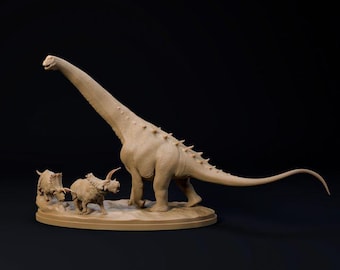 Alamosaurus and Bravoceratops - UNPAINTED - Dino and Dog Miniatures