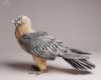 Buitre barbudo - Figura de resina 3D sin pintar - Miniaturas para guaridas de animales