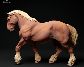 Suffolk Punch Horse Walk - UNPAINTED - Animal Den Miniatures