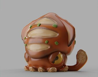 Calamar a la parrilla - Figura de resina 3D sin pintar - Juguete artístico Grumpii