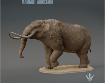 Mammut americanum : Walking  - UNPAINTED 3D Figurine - Miniature Museum