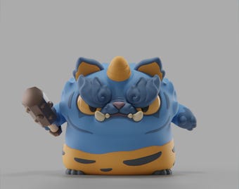 Aoonii Neko - Figura de resina 3D SIN PINTAR - Grumpii Art Toy