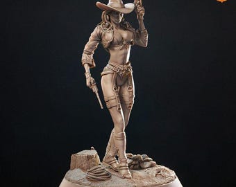Sixgun Charlene, Female Human Gunfighter - UNPAINTED - SolGood Creations