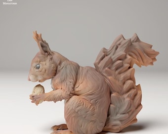 Red Squirrel and a Nut - UNPAINTED - Animal Den Miniatures