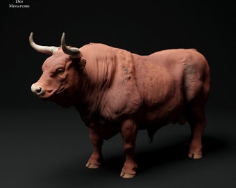 Red Devon Bull - UNPAINTED - Animal Den Miniatures
