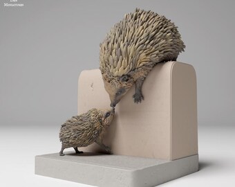 Eurropean Hedgehogs Climbing - UNPAINTED - Animal Den Miniatures