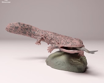 Japanese Giant Salamander Eating - UNPAINTED - Animal Den Miniatures