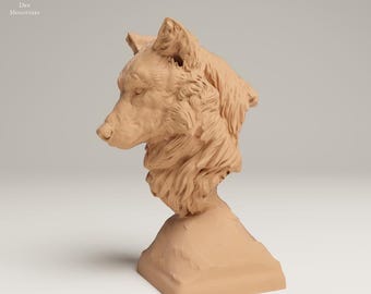 Grey Wolf Bust - 3D resin figure - Animal Den Miniatures