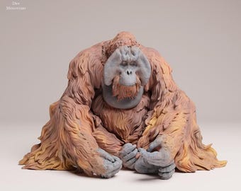 Sumatran Orangutan Sitting - UNPAINTED - Animal Den Miniatures