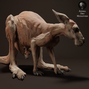 Känguru und Joey - UNBEMALT - Animal Den Miniatures