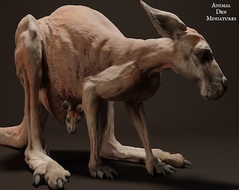 Kangaroo and Joey - UNPAINTED - Animal Den Miniatures