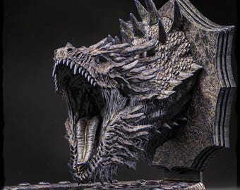 North American Elder Wyvern (Head Trophy) - UNPAINTED 3D Resin Figure - Evox Arts