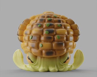 Grilled Corn Squid - UNPAINTED 3D Resin Figure - Grumpii Art Toy