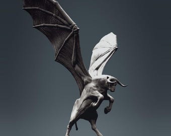Winged Auroch - UNPAINTED 3D Resin Figure - Clynche Art