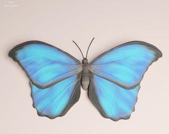 Blue Morpho Butterfly - UNPAINTED 3D Resin Print - Animal Den Miniatures