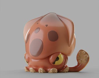 Squid - UNPAINTED 3D Resin Figure - Grumpii Art Toy