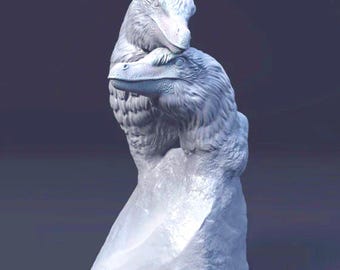 Velociraptor love bust - Dino and Dog Miniatures