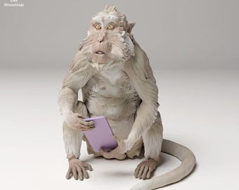 Crab-eating Macaque steals Phone - UNPAINTED - Animal Den Miniatures