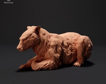 Black Bear Lying - UNPAINTED - Animal Den Miniatures