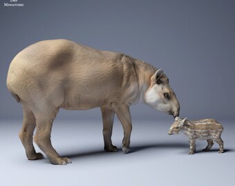 Brazilian tapir Female and Calf - UNPAINTED - Animal Den Miniatures